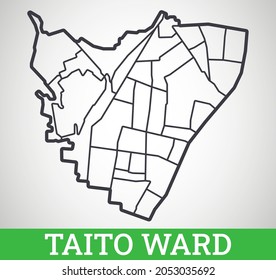 Simple outline map of Taito, Tokyo, Japan. Vector graphic illustration.