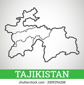 Mapa de esquema simple de Tayikistán. Ilustración gráfica vectorial.