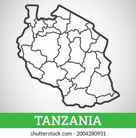 Simple outline map of Tanzania. Vector graphic illustration.