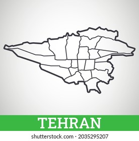 Einfache Umrisskarte von Teheran. Vektorgrafik.