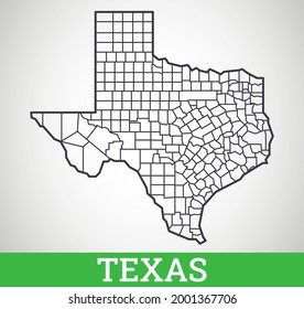 Simple outline map of Texas, America. Vector graphic illustration.