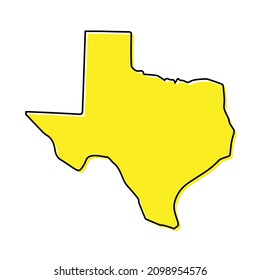 Einfache Umrisskarte von Texas ist ein Bundesstaat der Vereinigten Staaten. Stilvolles minimales Liniendesign