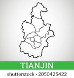 Simple outline map of Tianjin. Vector graphic illustration.