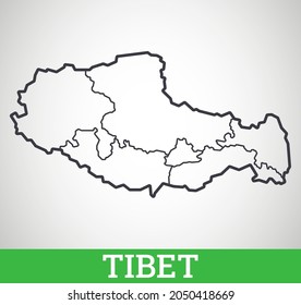 Simple outline map of Tibet. Vector graphic illustration.