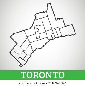 Simple Outline Map Of Toronto, Canada. Vector Graphic Illustration.