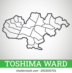 Simple outline map of Toshima Ward, Tokyo. Vector graphic illustration.