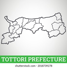 Einfache Umrisskarte der Präfektur Tottori. Vektorgrafik.
