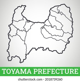 Einfache Umrisskarte der Präfektur Toyama. Vektorgrafik.