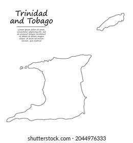 Simple outline map of Trinidad and Tobago, vector silhouette in sketch line style