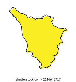 Simple outline map of Tuscany is a region of Italy. Stylized minimal line design