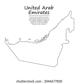 Mapa de esquema simple de los Emiratos Árabes Unidos, silueta vectorial en estilo de línea de esbozo