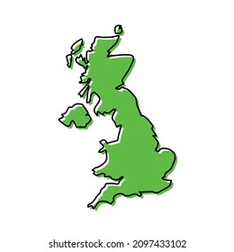Simple outline map of United Kingdom. Stylized minimal line design