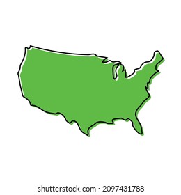 Simple outline map of United States. Stylized minimal line design