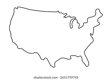 Simple outline map of the United States drawn with a clean black line on white background

