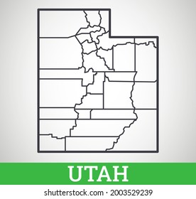 Simple outline map of Utah, America. Vector graphic illustration.