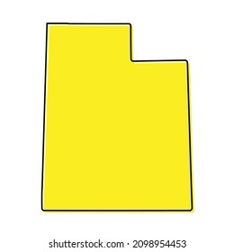 Mapa de esquema simple de Utah es un estado de Estados Unidos. Diseño de línea mínimo estilizado