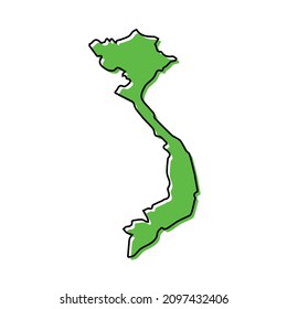 Simple outline map of Vietnam. Stylized minimal line design