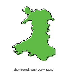 Simple outline map of Wales. Stylized minimal line design