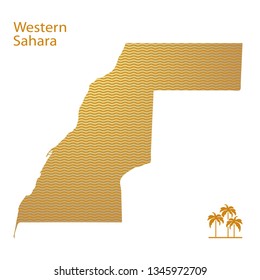 Simple outline map of wesretn sahara with National Symbols