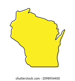Simple outline map of Wisconsin is a state of United States. Stylized minimal line design