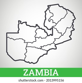 Simple outline map of Zambia. Vector graphic illustration.