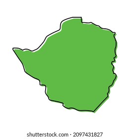 Mapa de esquema simple de Zimbabue. Diseño de línea mínimo estilizado