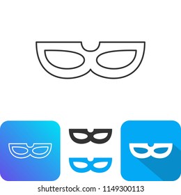 Simple Outline Mask Carnival Glasses Icon. Flat Line Long Shadow Icon Colored