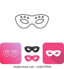 Simple Outline Masquerade Mask Carnival Glasses Icon. Flat Line Long Shadow Icon Colored