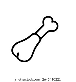 Simple Outline Meat Chicken Leg Piece Graphic Line Art Icon