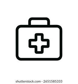 Diseño simple del símbolo del icono de la caja de primeros auxilios del kit médico del contorno