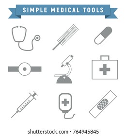 Simple Outline Medical Tools Package Vector Graphic Illustration Design