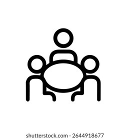 Simple Outline Meeting People Around Oval Table Icon Symbol