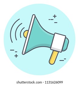  Simple outline megaphone icon.  Concept for business Annoucement. vector illustration