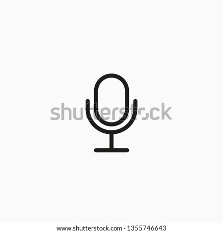Simple outline microphone icon - podcast voice recording symbol - vector