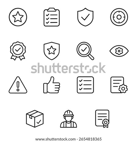 Simple Outline Miscellaneous Quality and Security Icons Collection