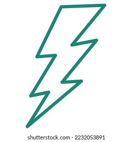 Simple outline modern turquoise lightning bolt icon. Minimal vector pictogram with thin lines isolated on transparent background