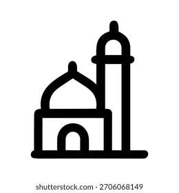 Símbolo de construcción de mezquita de contorno simple Lugar famoso de Religión Icono minimalista