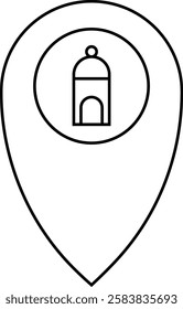 simple outline mosque dome location icon illustration