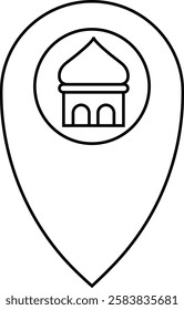 simple outline mosque location icon illustration