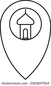 simple outline mosque location icon illustration design