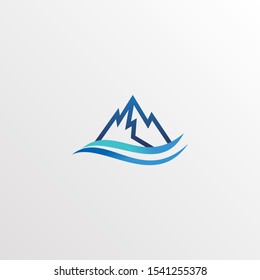 Simple Outline Mountain Logo Design Concept