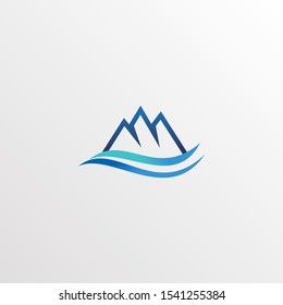 Simple Outline Mountain Logo Design Concept