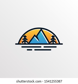 Simple Outline Mountain Logo Design Concept