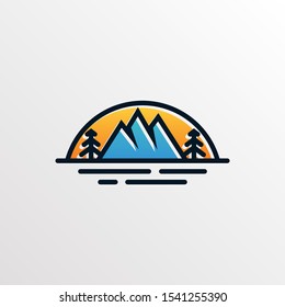 Simple Outline Mountain Logo Design Concept