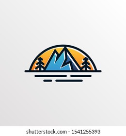 Simple Outline Mountain Logo Design Concept