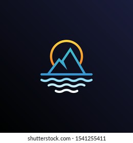 Simple Outline Mountain Logo Design Concept