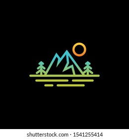 Simple Outline Mountain Logo Design Concept