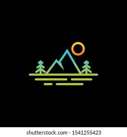 Simple Outline Mountain Logo Design Concept