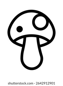 Einfache Umriss-Pilz-Vektorgrafik, Schwarz-Weiß-Design, einzeln auf weißem Hintergrund, sauberer Stil
