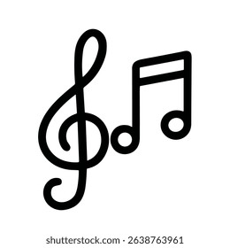 Simple Outline Music Note Treble Clef Melody Sound Symbol Icon